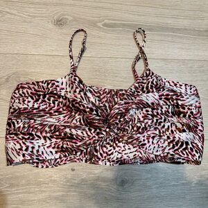 Express Pink and Black Patterned Crop Top